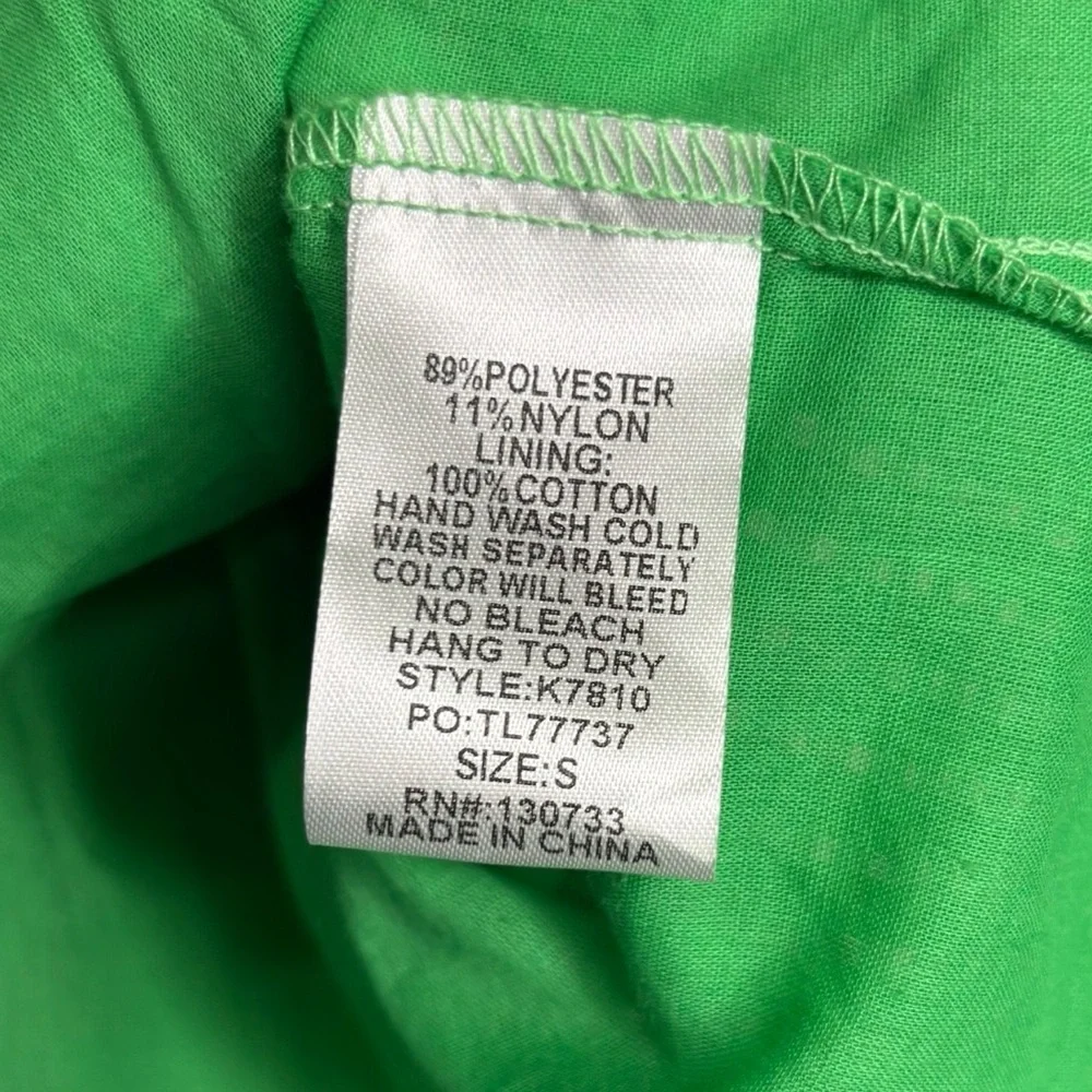 Umgee Seersucker Embroidered Floral Sleeve Green Blouse Size Small - Picture 6 of 11